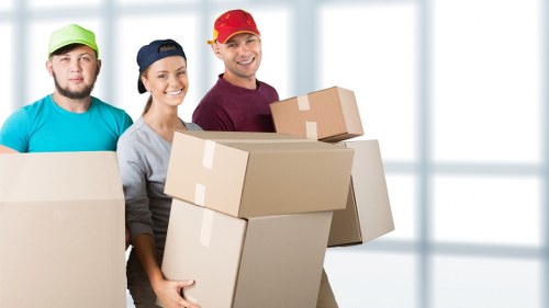 Southgate office move preparation showing boxed documents and workstations