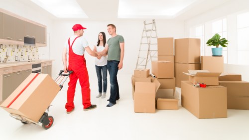 Risk assessment being completed before a move by a Southgate removals team